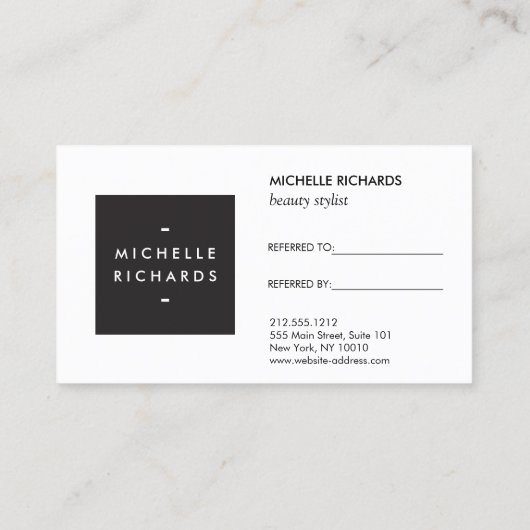 Carte de recommandation client de salon simple (Dos)