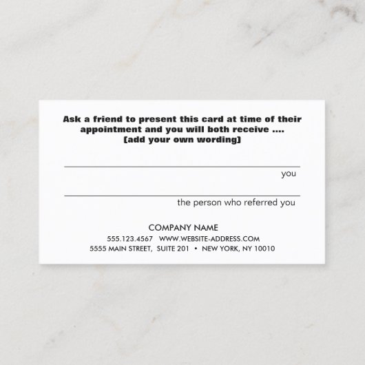 Carte de recommandation client simple (Dos)