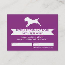 Carte de recommandation de la marchette de chien -