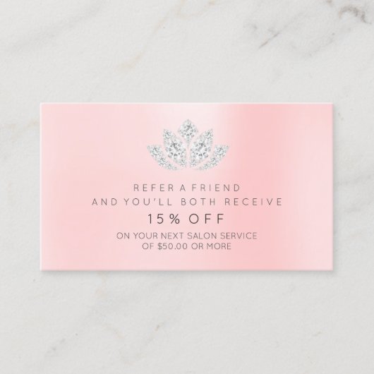 Carte de recommandation de salon Silver Pink VIP D (Devant)