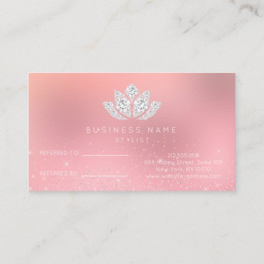 Carte de recommandation du salon Diamant blanc Lot (Dos)