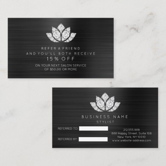 Carte de recommandation du salon Noir Blanc Diaman (Devant / Derrière)