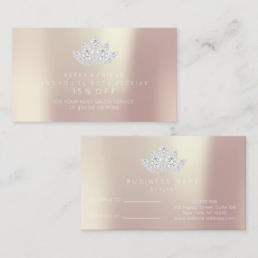 Carte de recommandation du salon Rose Rose Diamond (Devant / Derrière)