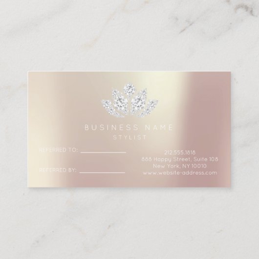 Carte de recommandation du salon Rose Rose Diamond (Dos)