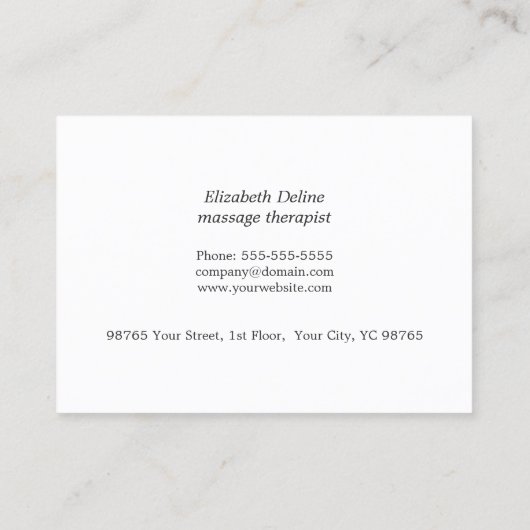 Carte de recommandation d'un thérapeute de massage (Dos)