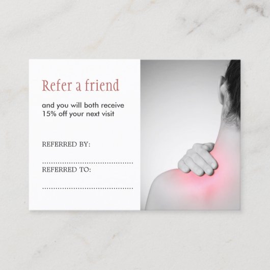 Carte de recommandation d'un thérapeute de massage (Devant)