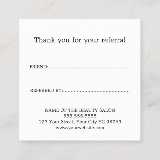 Carte de recommandation pour massothérapeute moder (Dos)