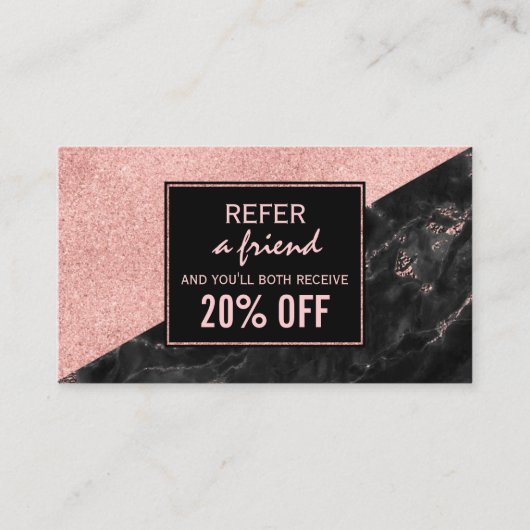 Carte de recommandation Rose Gold Marble Beauté Sa (Devant)