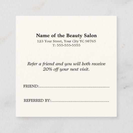 Carte de recommandation simple et élégante en noir (Dos)