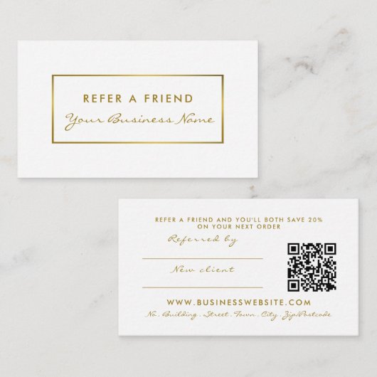 Carte de recommandation simple pour effet de résid (Devant / Derrière)