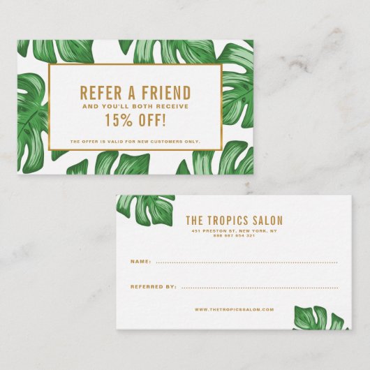 Carte de recommandation tropicale Frlit Leaf Philo (Devant / Derrière)