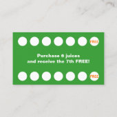 Carte de récompense de fidélité de la barre de jus (Dos)