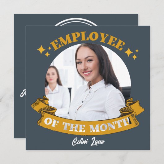 Carte de récompense de l'employé jaune du mois (Devant / Derrière)