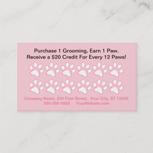 Carte de récompense du client de Dog Grooming (Devant)