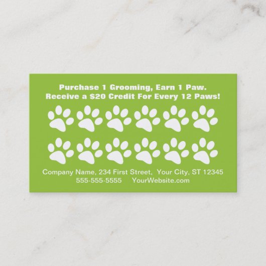 Carte de récompense du client de Dog Grooming - Ca (Devant)
