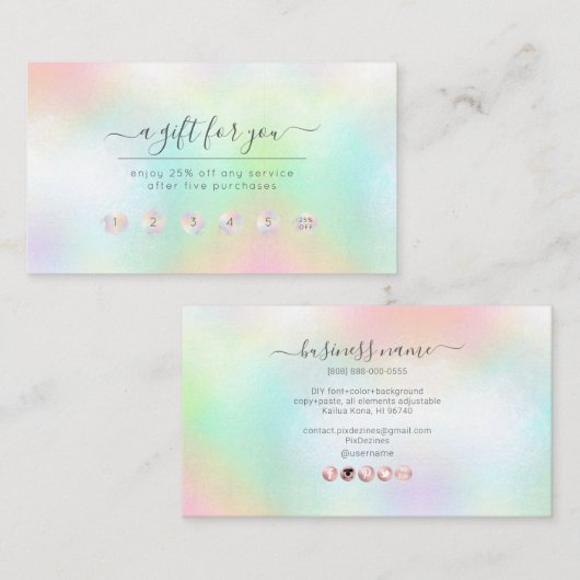 Carte de récompense pour bonbons de coton PixDezin (Devant / Derrière)