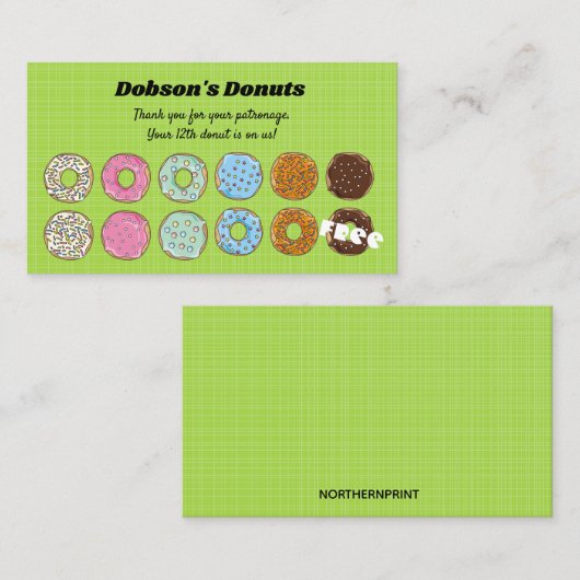 Carte de récompenses de fidélité Donuts modifiable (Devant / Derrière)