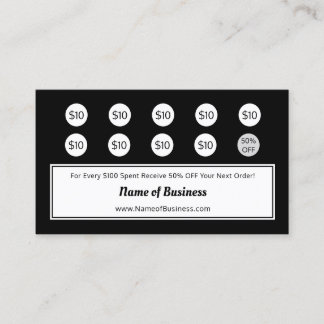 Carte de récompenses de fidélité moderne en noir e