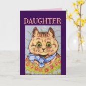 CARTE DE RECONNAISSANCE CHAT FILLE ANNIVERSAIRE (Fleur jaune)