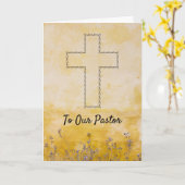 Carte de reconnaissance de pasteur élégante croix (Fleur jaune)