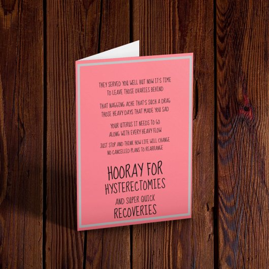 Carte de récupération d'hystérectomie