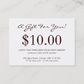 Carte De Réduction 100 bons de cadeau de petit gâteau (Dos)