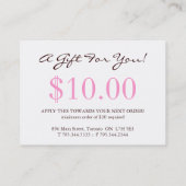 Carte De Réduction 100 bons de cadeau de petit gâteau (Dos)