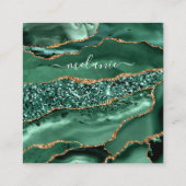 Carte De Réduction Agate Green Gold Parties scintillant Geode Marbre (Dos)