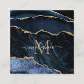 Carte De Réduction Agate Marine Blue Gold Gemstone Marble Nom du mono (Dos)