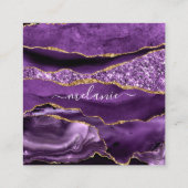 Carte De Réduction Agate Purple Gold Parties scintillant Votre nom Te (Dos)