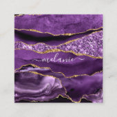 Carte De Réduction Agate Purple Gold Parties scintillant Votre nom Te (Devant)