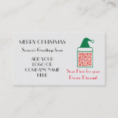 Carte De Réduction Ajouter votre code QR Promo d'entreprise à un Noël (Devant)