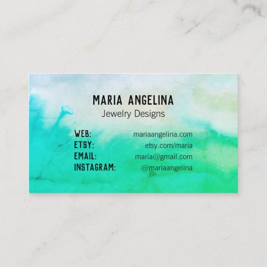 Carte De Réduction Aquarelle Abstraite simple et propre (Dos)