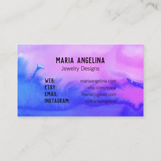 Carte De Réduction Aquarelle Abstraite simple et propre (Dos)