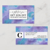 Carte De Réduction Aquarelle Abstraite violet violet violet vert Turq (Devant / Derrière)