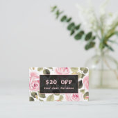 Carte De Réduction Aquarelle moderne Floral Rose Gold Maquillage Arti (Debout devant)