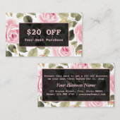 Carte De Réduction Aquarelle moderne Floral Rose Gold Maquillage Arti (Devant / Derrière)