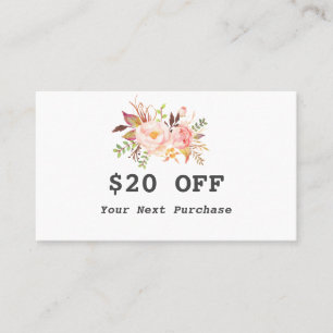 Carte De Réduction Aquarelle moderne Floral Rose Gold Maquillage Arti