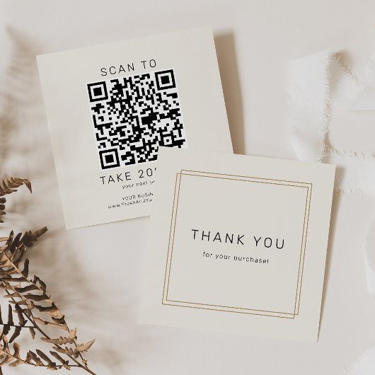 Carte De Réduction AVERY Chic Or Noir Code QR Entreprise Merci