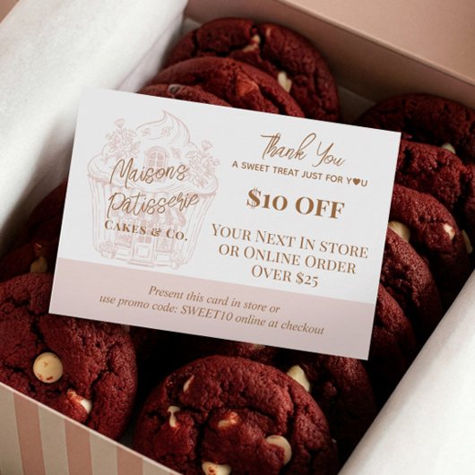 Carte De Réduction Baker Cupcake Thank You Promo Code Pastry Bakery
