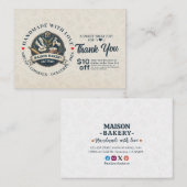 Carte De Réduction Bakery Pastry Chef Cake Baker Thank You Promo Code (Devant / Derrière)