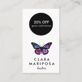 Carte De Réduction Beau papillon violet Beauté Yoga Illustré (Devant)