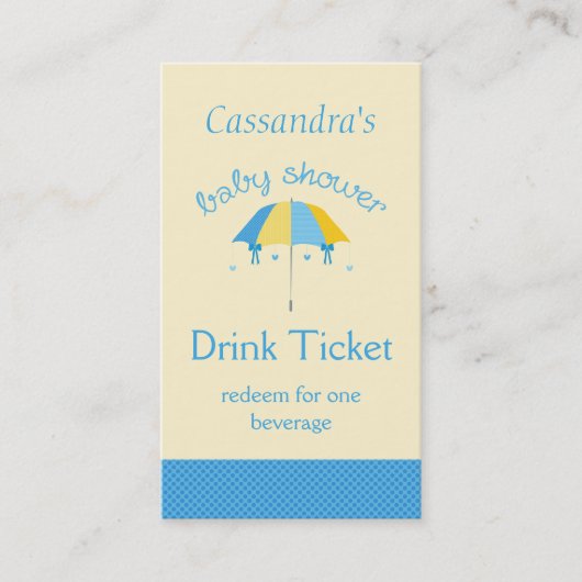 Carte De Réduction Billet bleu de boissons de baby shower doux de (Devant)