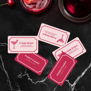 Carte De Réduction Billet de Boisson de Cocktail Rose Mariage Police