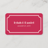 Carte De Réduction Billet de Boisson de Cocktail Rose Mariage Police  (Dos)