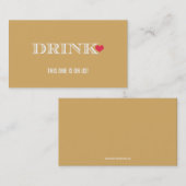 Carte De Réduction Billet Mariage Heart Gold Drink (Devant / Derrière)