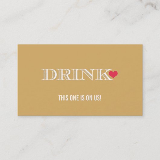 Carte De Réduction Billet Mariage Heart Gold Drink (Devant)