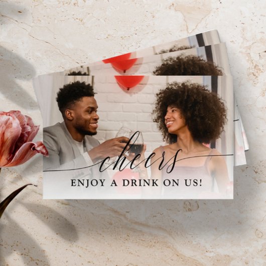 Carte De Réduction Billet Mariage photo de calligraphie délicate Boir