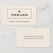 Carte De Réduction Billet simple Clean Eggshell Brown votre logo Boir (Devant / Derrière)