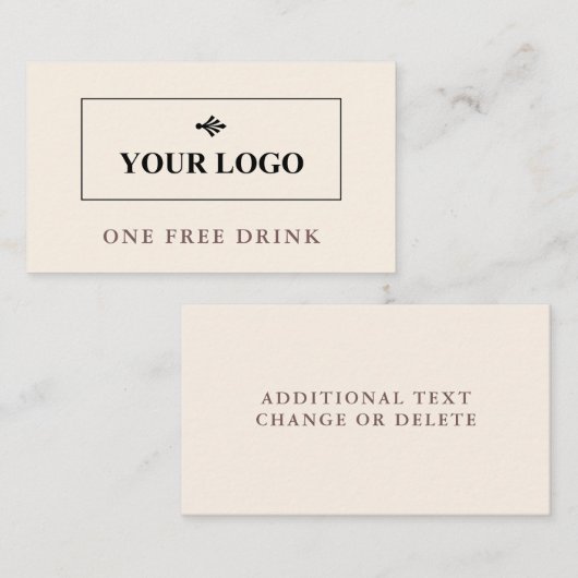 Carte De Réduction Billet simple Clean Eggshell Brown votre logo Boir (Devant / Derrière)